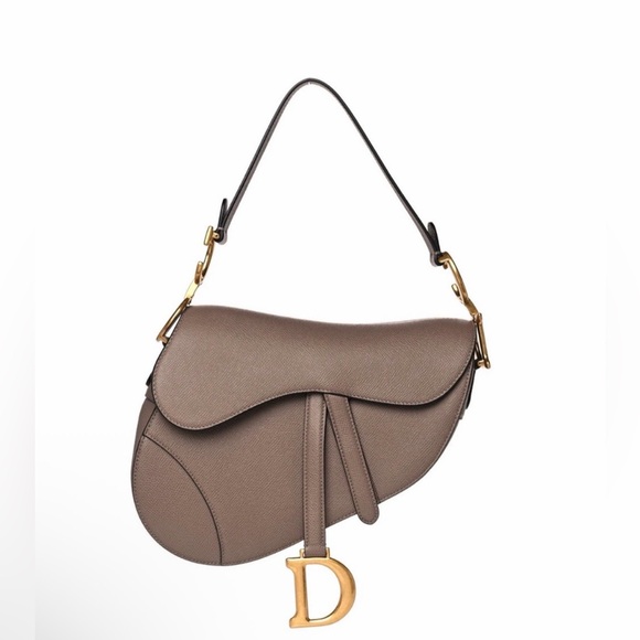 Dior Handbags - DIOR Grained Calfskin Saddle Bag Warm Taupe